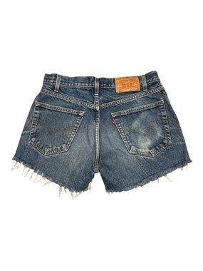 Vintage LEVI's 505 Shorts Women's High Rise  Faded Whiskers Zip Fly Denim SZ 33